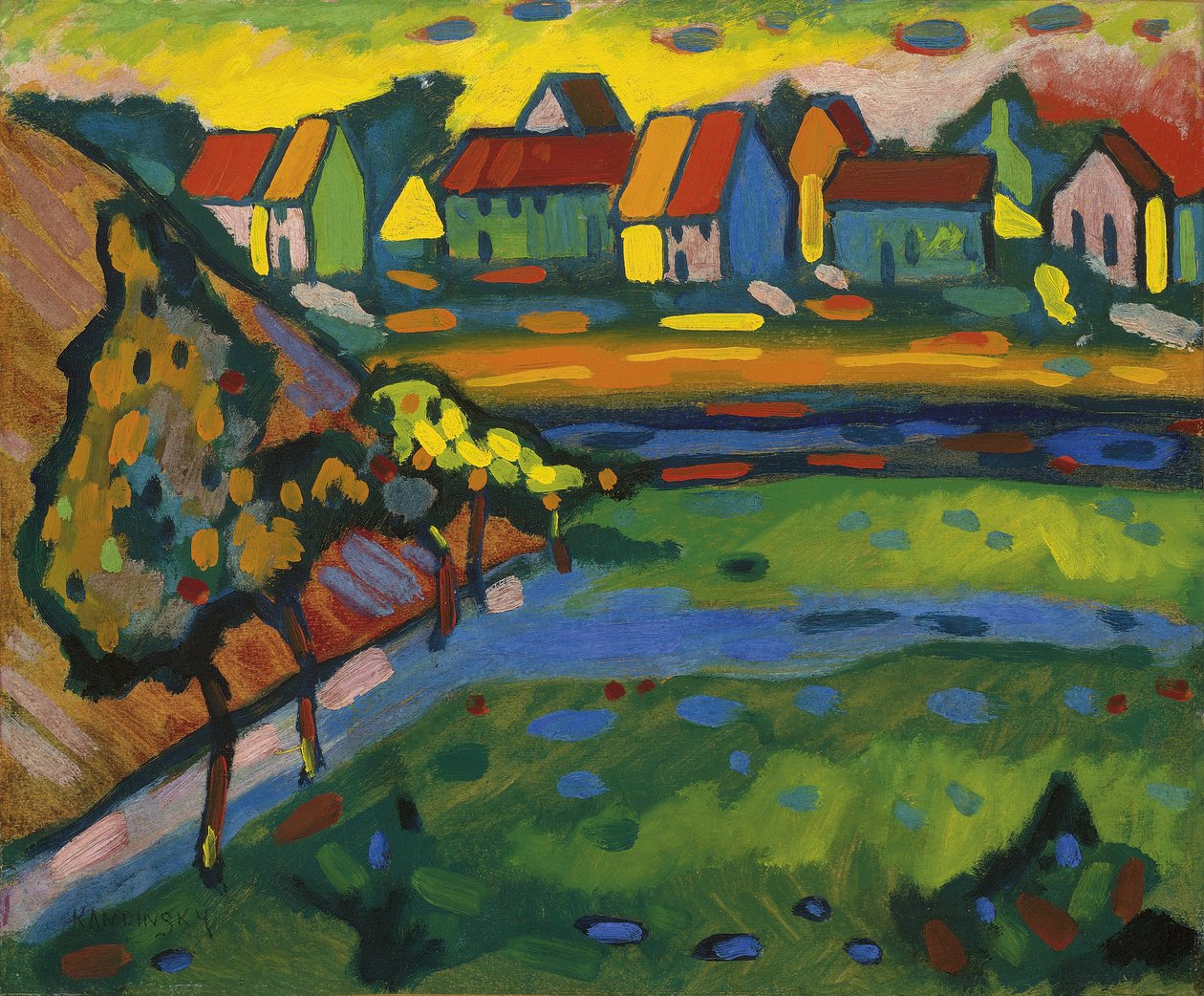 Bayersk Landsby med Mark; Bayersk landsby med mark af Wassily Kandinsky