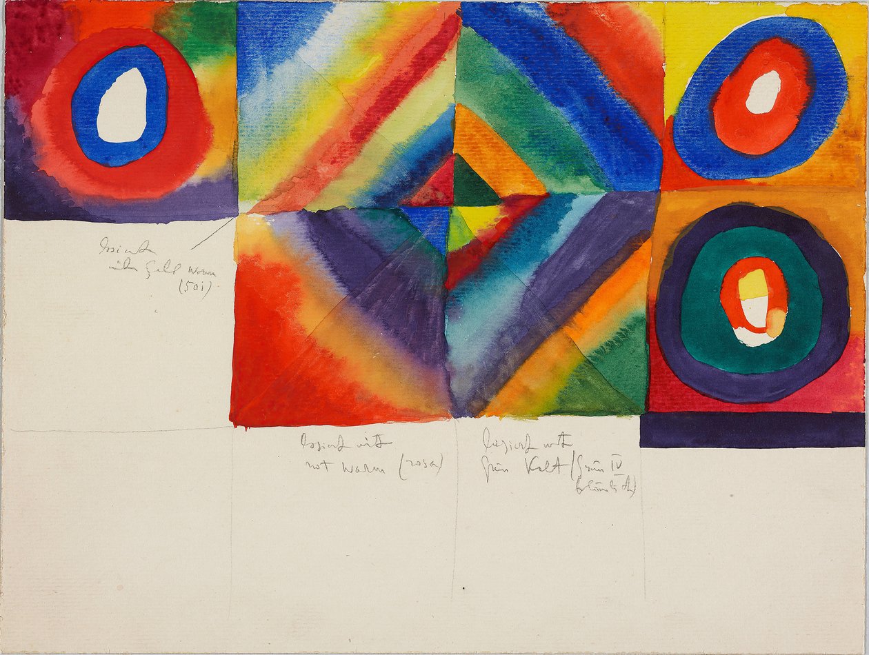 Farvestudier med information om malerteknikken, 1913. af Wassily Kandinsky