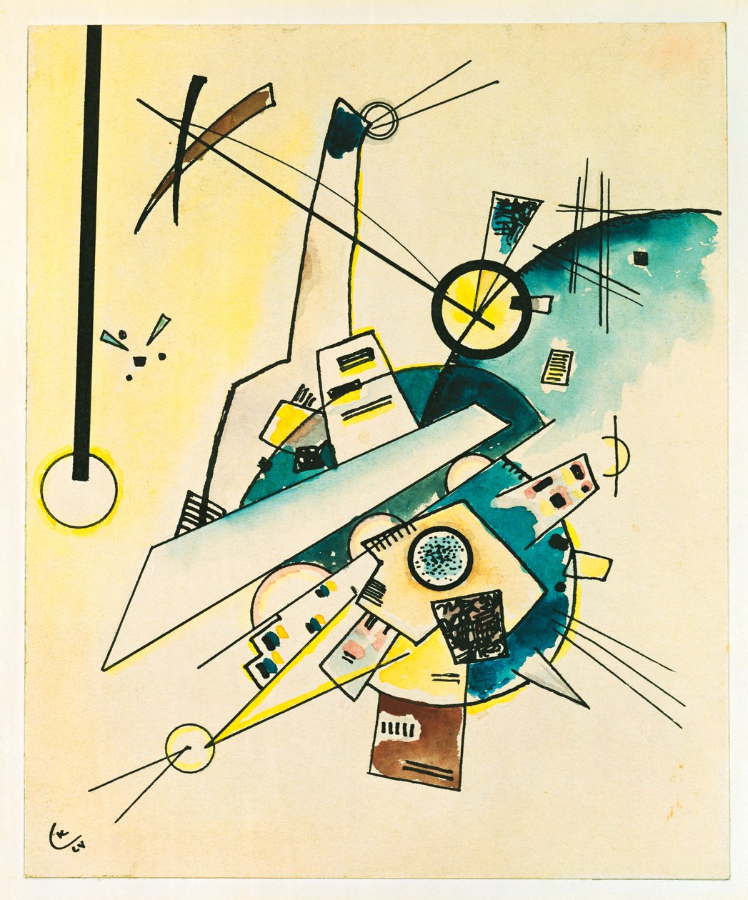 Komposition (blæk og akvarel på papir) af Wassily Kandinsky