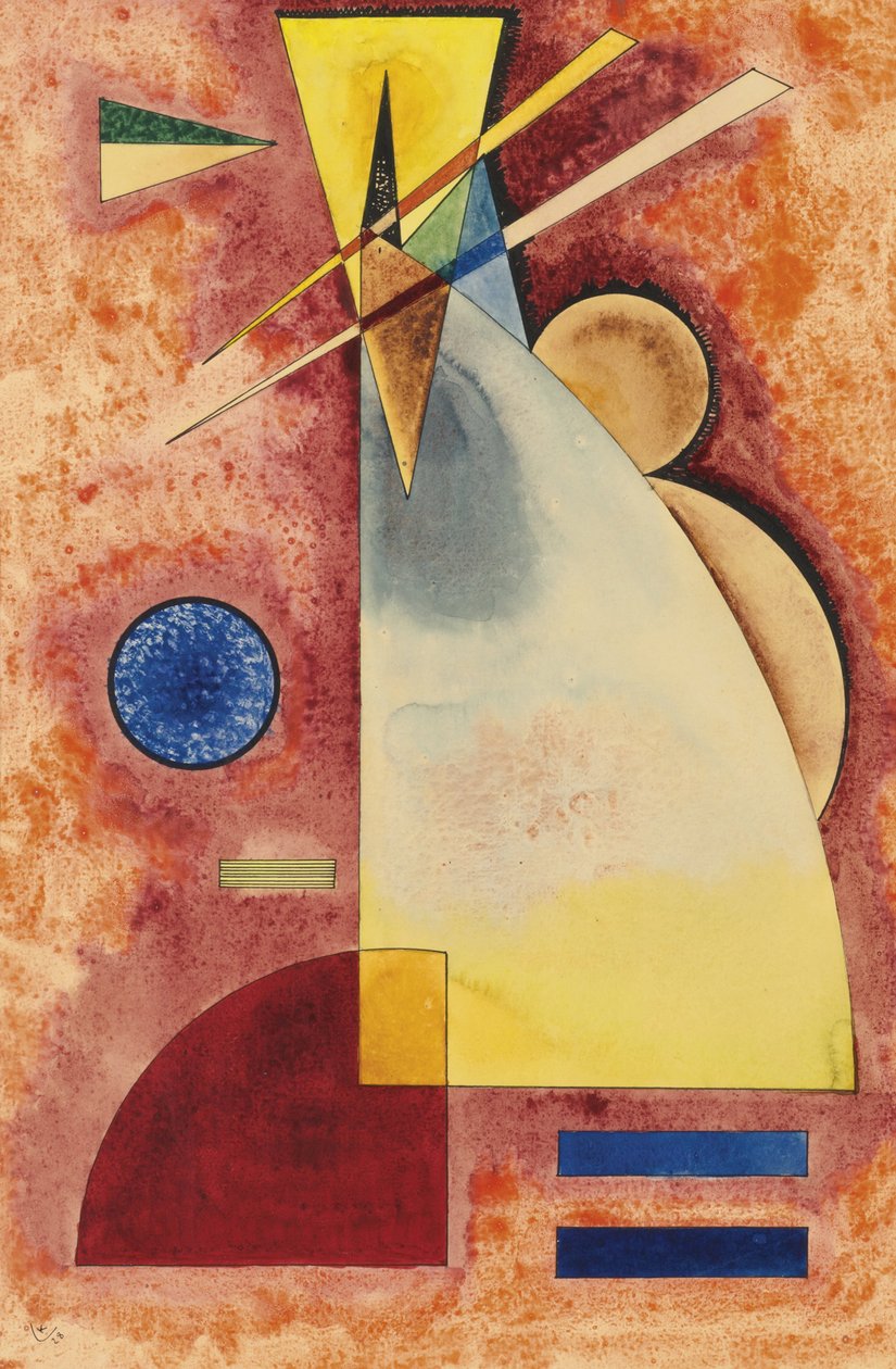 ""Entrelacement"" (Ineinander) Akvarel af Vassily Kandinsky (eller Wassily Kandinski eller Kandinskij af Wassily Kandinsky