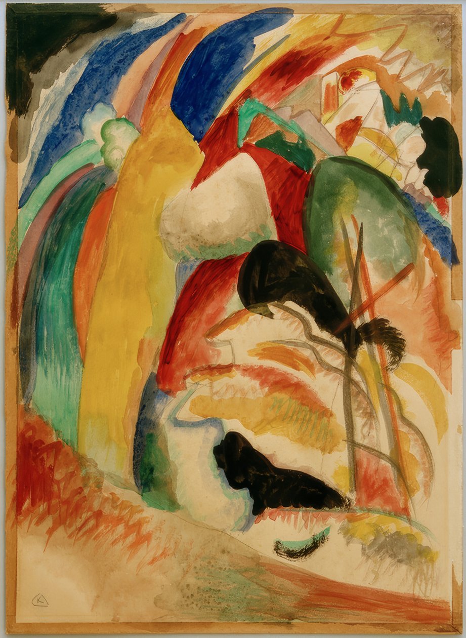 Udkast til billede med hvid form af Wassily Kandinsky