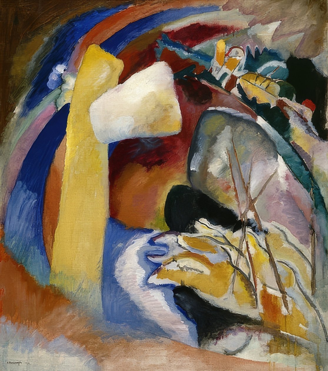Udkast til billede med hvid form. 1913 af Wassily Kandinsky