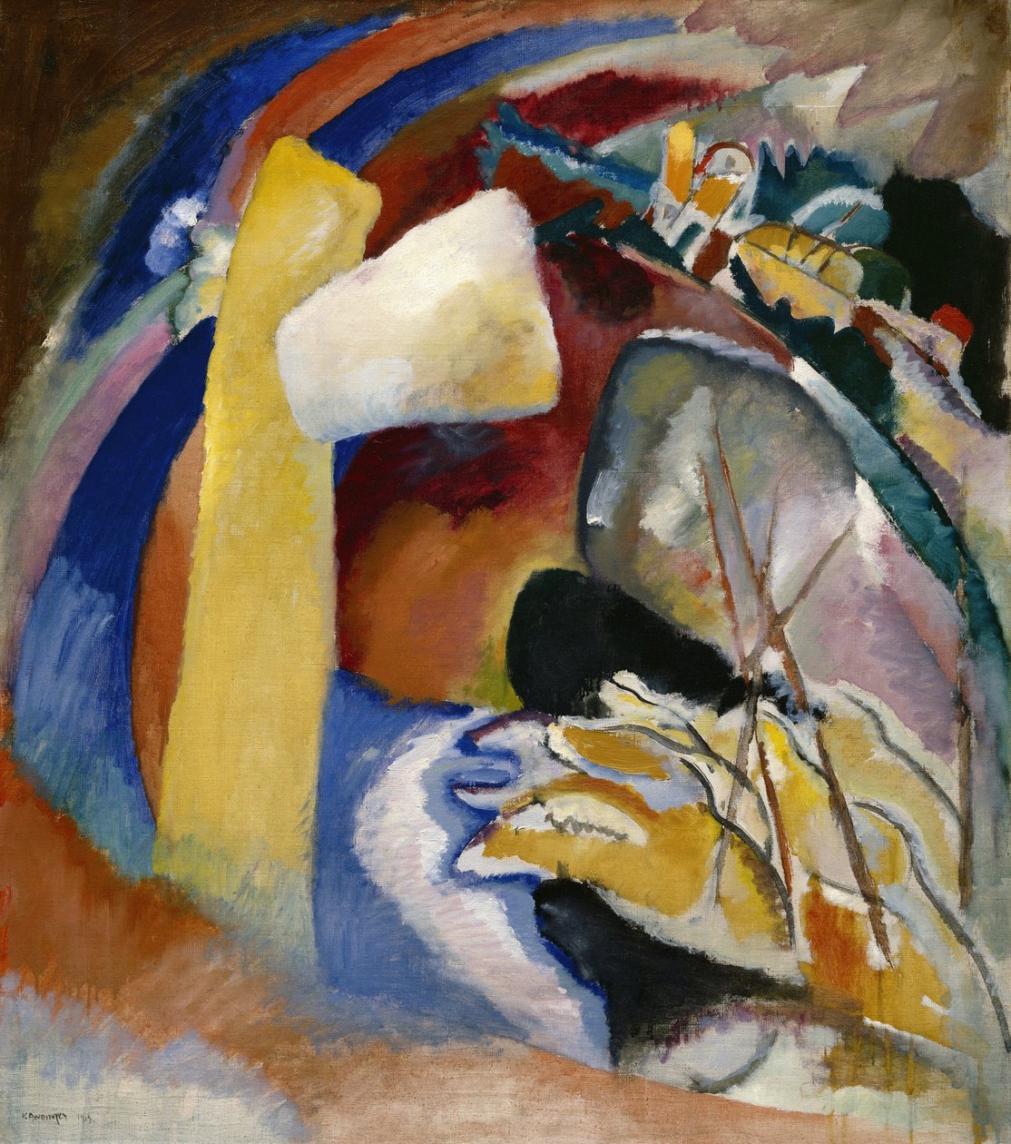 ""Studie for maleri har den hvide form"" Maleri af Vassily Kandinsky (eller Wassily Kandinski eller Kandinskij af Wassily Kandinsky