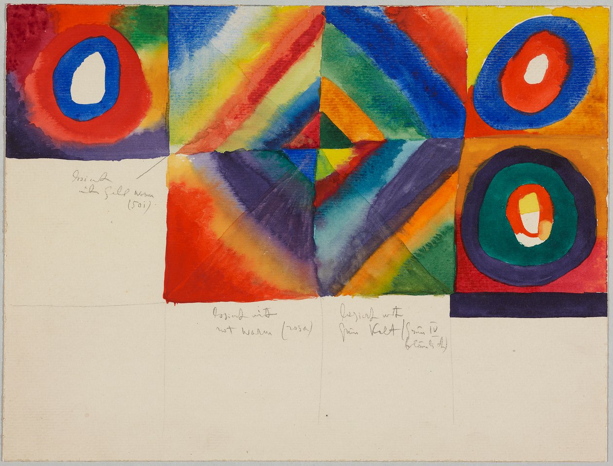 Farvestudier med information om maleteknikken af Wassily Kandinsky