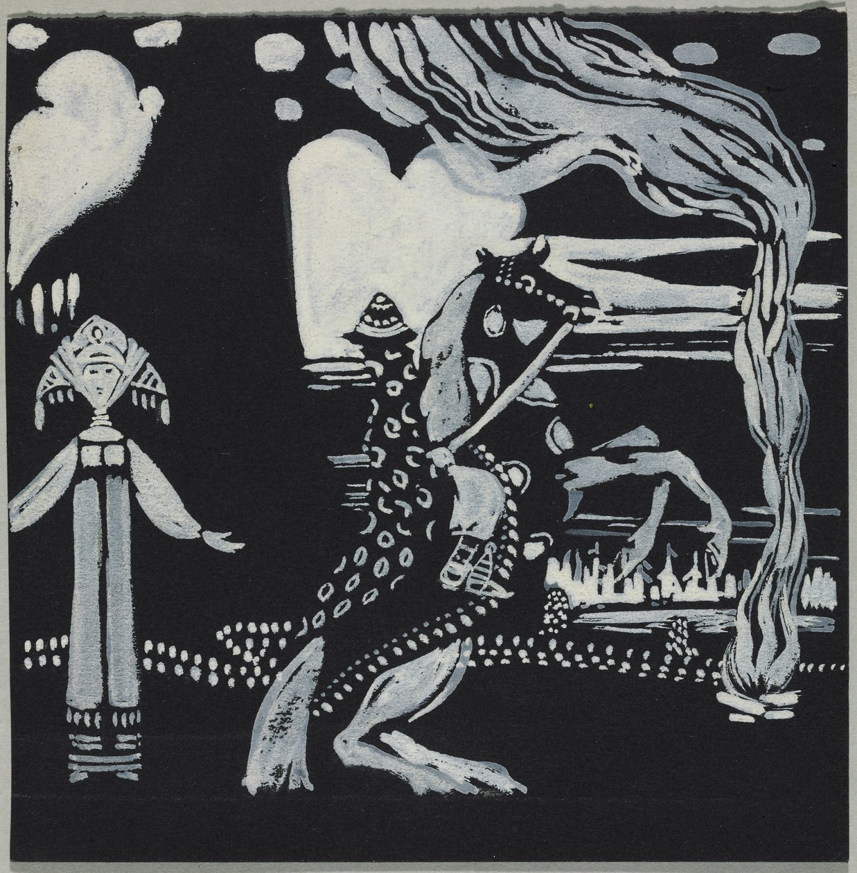Flamme, dame og rytter i fantasidragt af Wassily Kandinsky