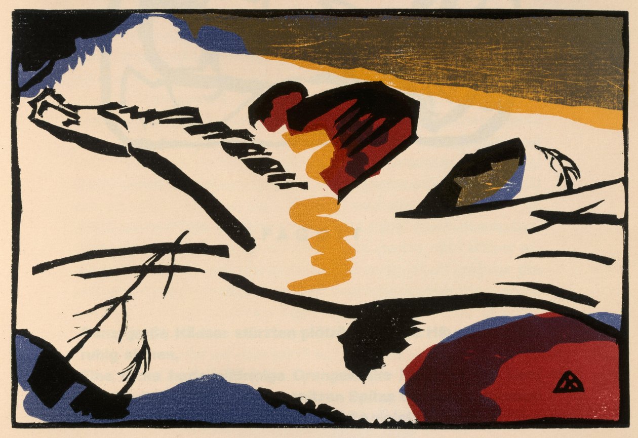 Holzschnitt zu dem Gemälde "Lyrisches" (Blatt 9 aus: "Klänge") af Wassily Kandinsky