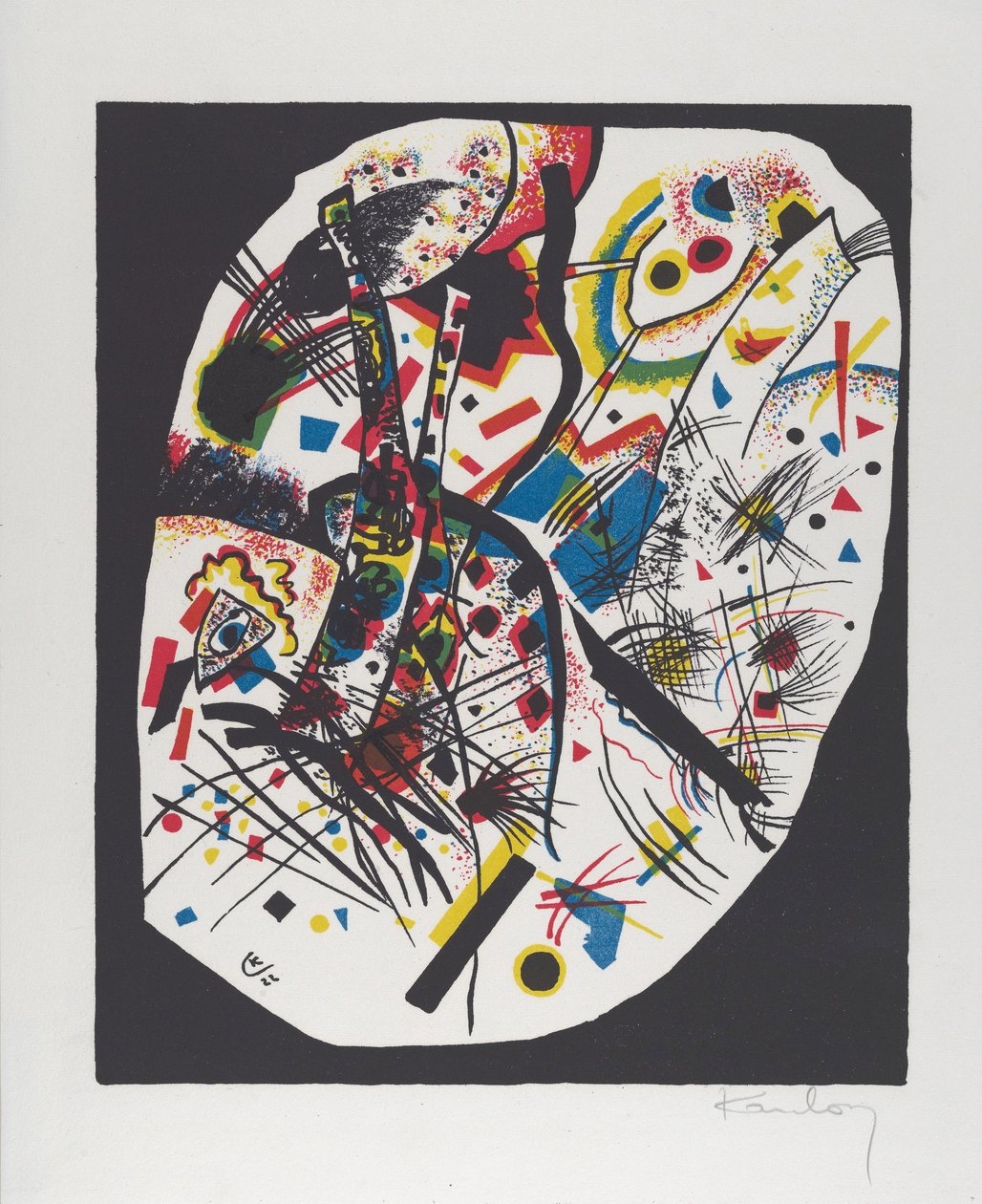 Kleine Welten III (Small Worlds III), 1922 (litografi i rød, blå, gul og sort) af Wassily Kandinsky
