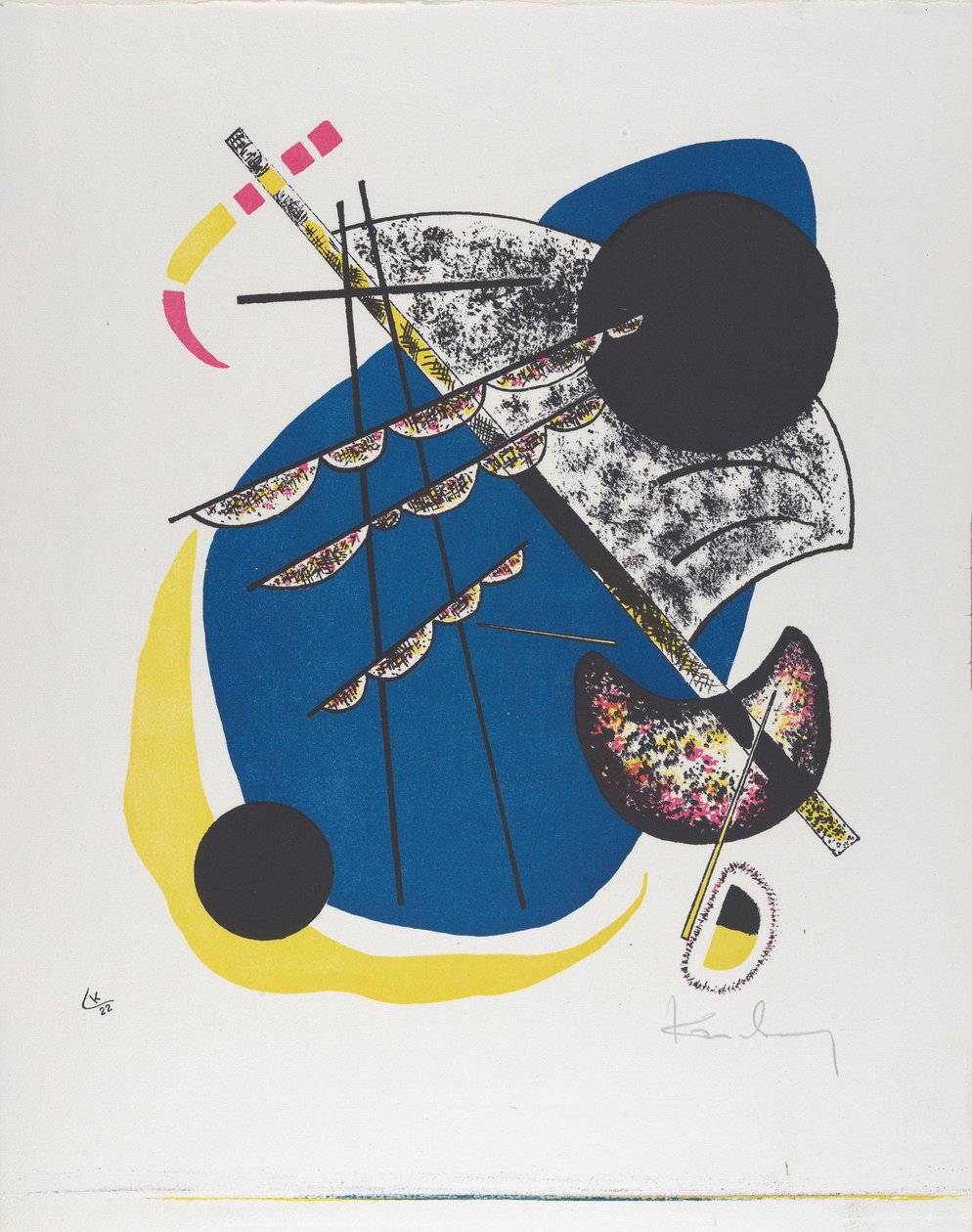 Kleine Welten II (Små verdener II), 1922 (litografi trykt i sort, rød, blå, gul) af Wassily Kandinsky
