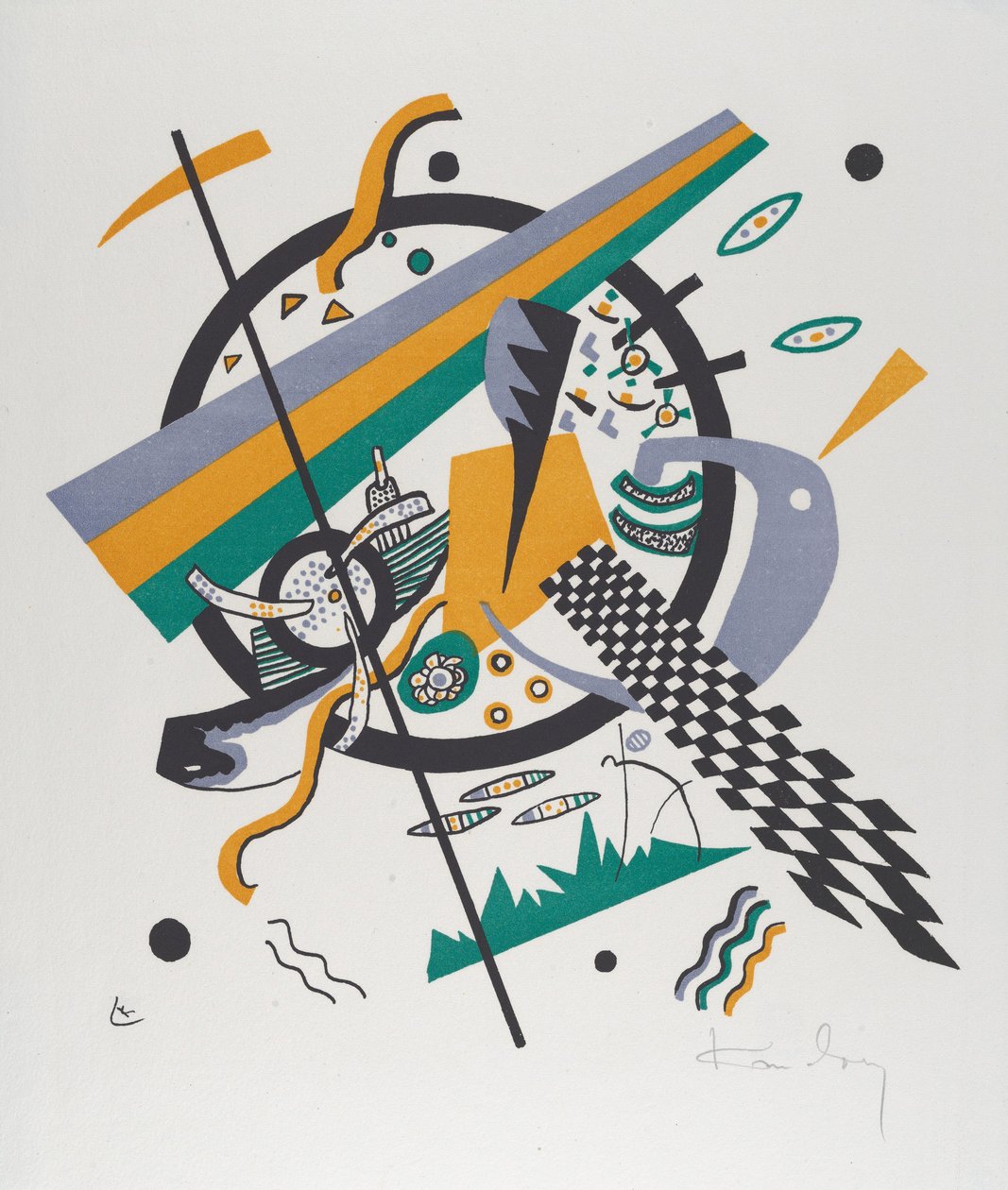 Kleine Welten IV (Små verdener IV), 1922 (litografi trykt i grøn og orange) af Wassily Kandinsky