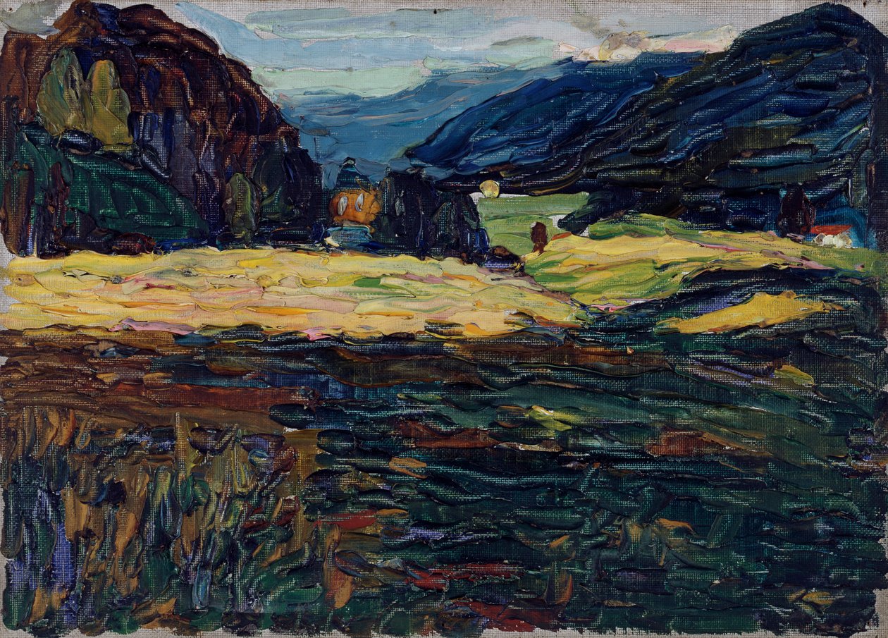 Kochel - Landskab med et lille slot af Wassily Kandinsky