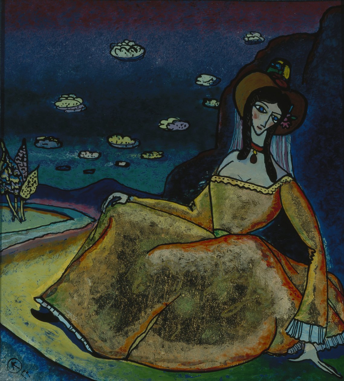 Dame i guldkjole, 1917 af Wassily Kandinsky
