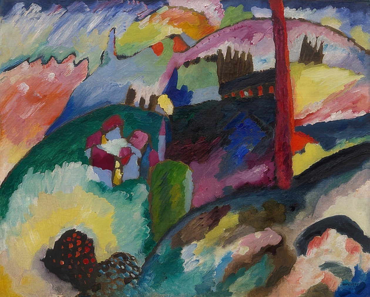 Landskab med fabriksskorsten. 1910 af Wassily Kandinsky