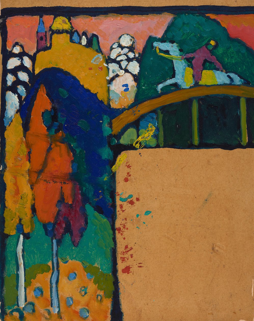Landskab med rytter på en bro af Wassily Kandinsky
