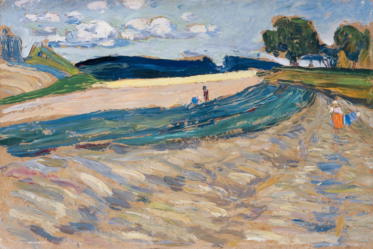 Landskab med et gult felt af Wassily Kandinsky