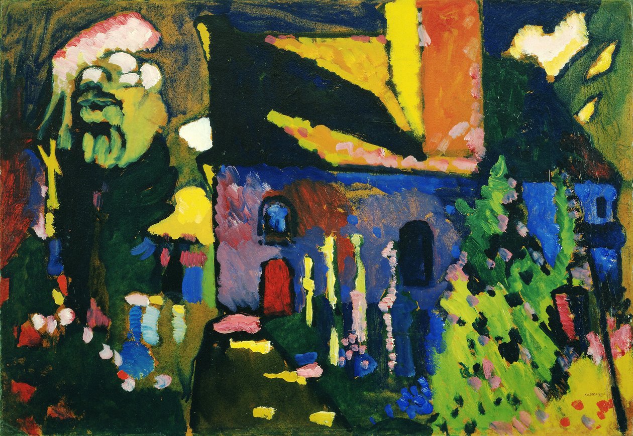 ""Kirken i Murnau"" Maleri af Vassily Kandinsky (eller Wassily Kandinski eller Kandinskij af Wassily Kandinsky