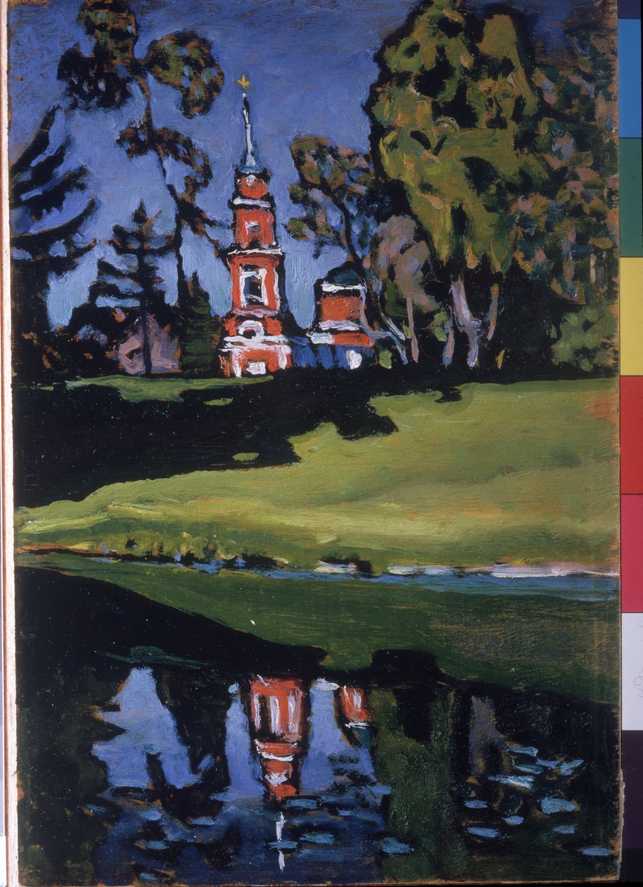 ""Den Røde Kirke"" Maleri af Vassily Kandinsky (eller Wassily Kandinski eller Kandinskij af Wassily Kandinsky