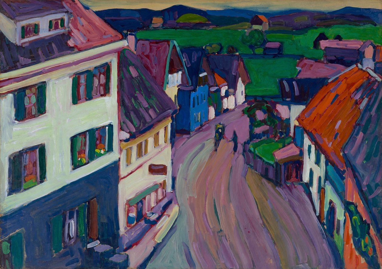Murnau - Udsigt fra vinduet i Griesbräu af Wassily Kandinsky