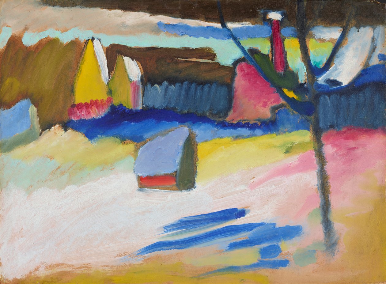 Murnau - Landskab med nøgent træ af Wassily Kandinsky