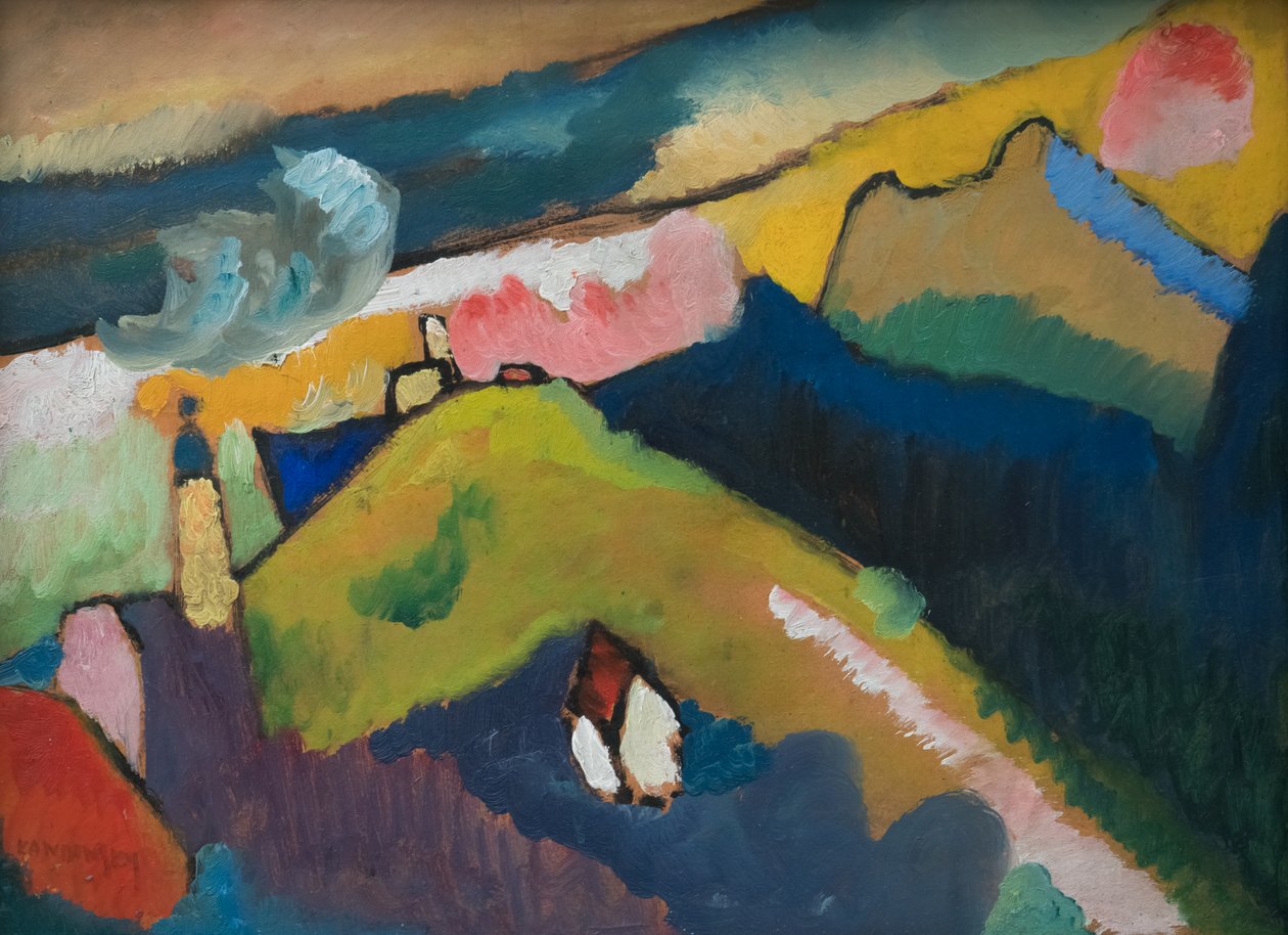 Murnau - bjerglandskab med kirke af Wassily Kandinsky