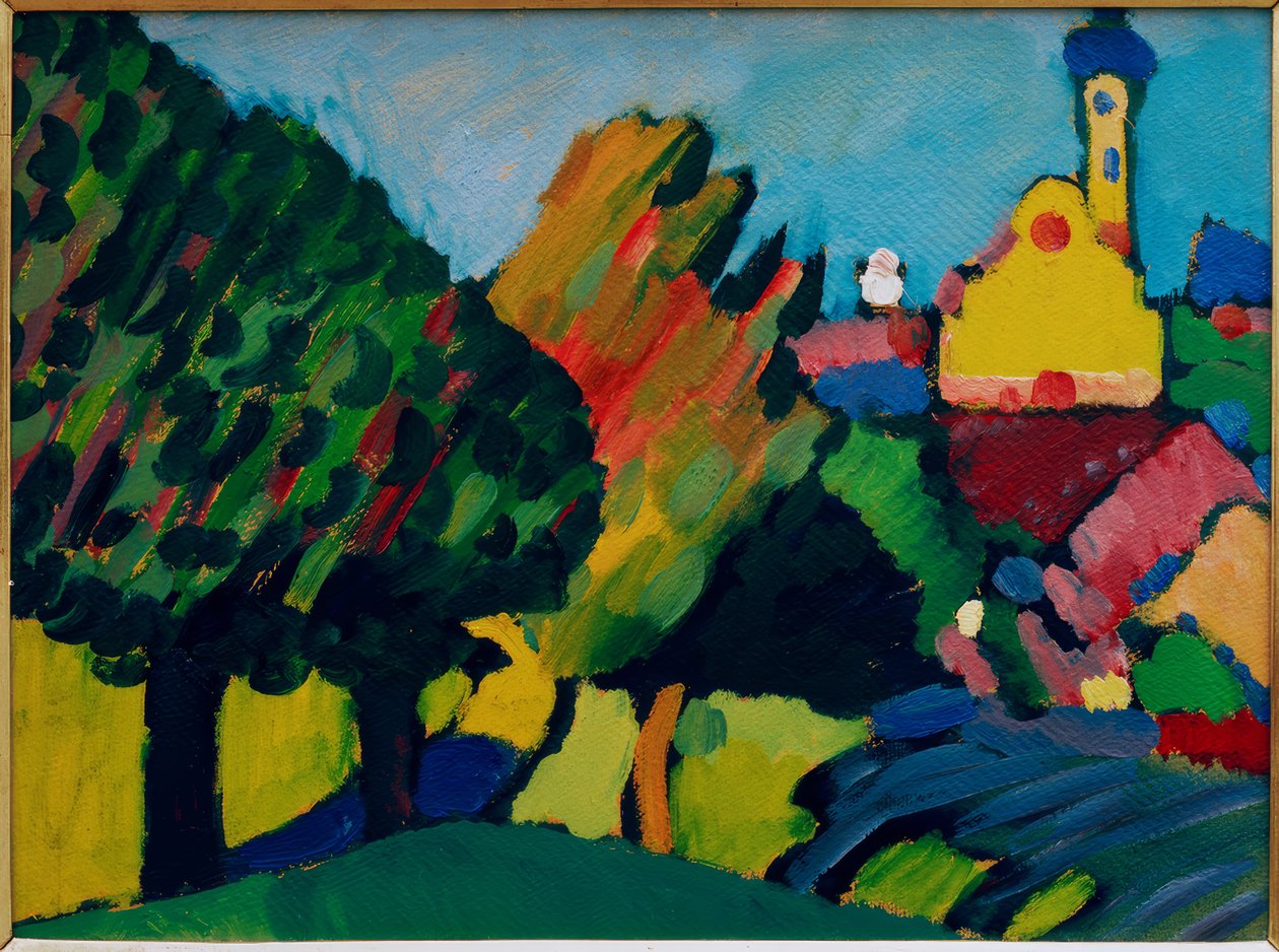 Murnau - Efterårslandskab med kirke af Wassily Kandinsky