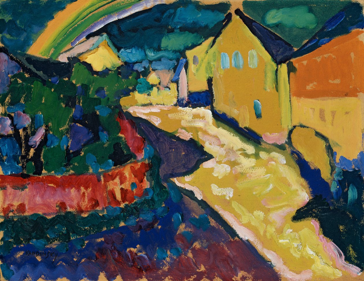 Murnau - landskab med regnbue af Wassily Kandinsky
