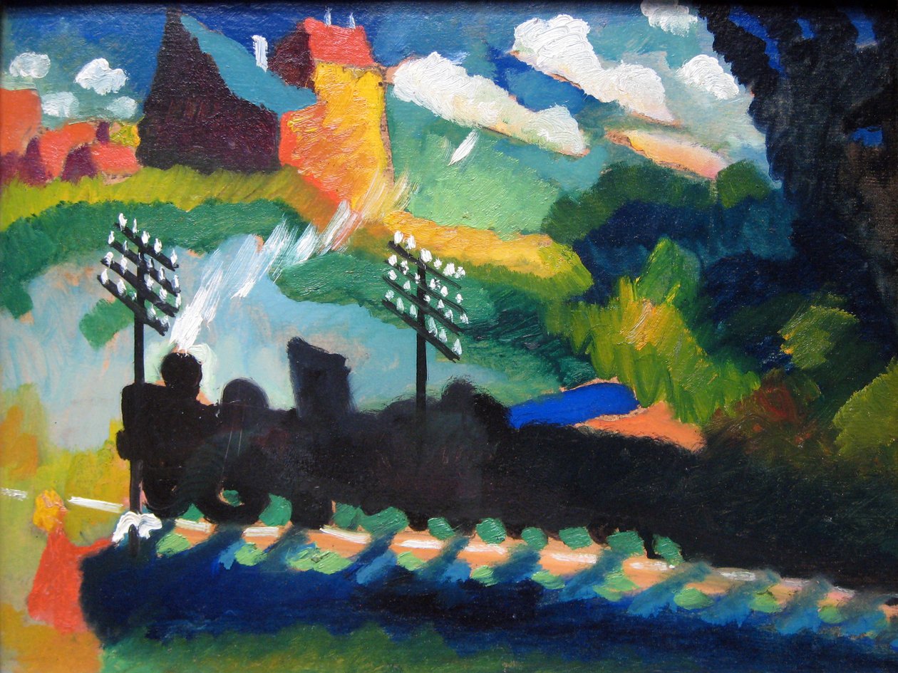 Murnau-udsigt med jernbane og slot af Wassily Kandinsky