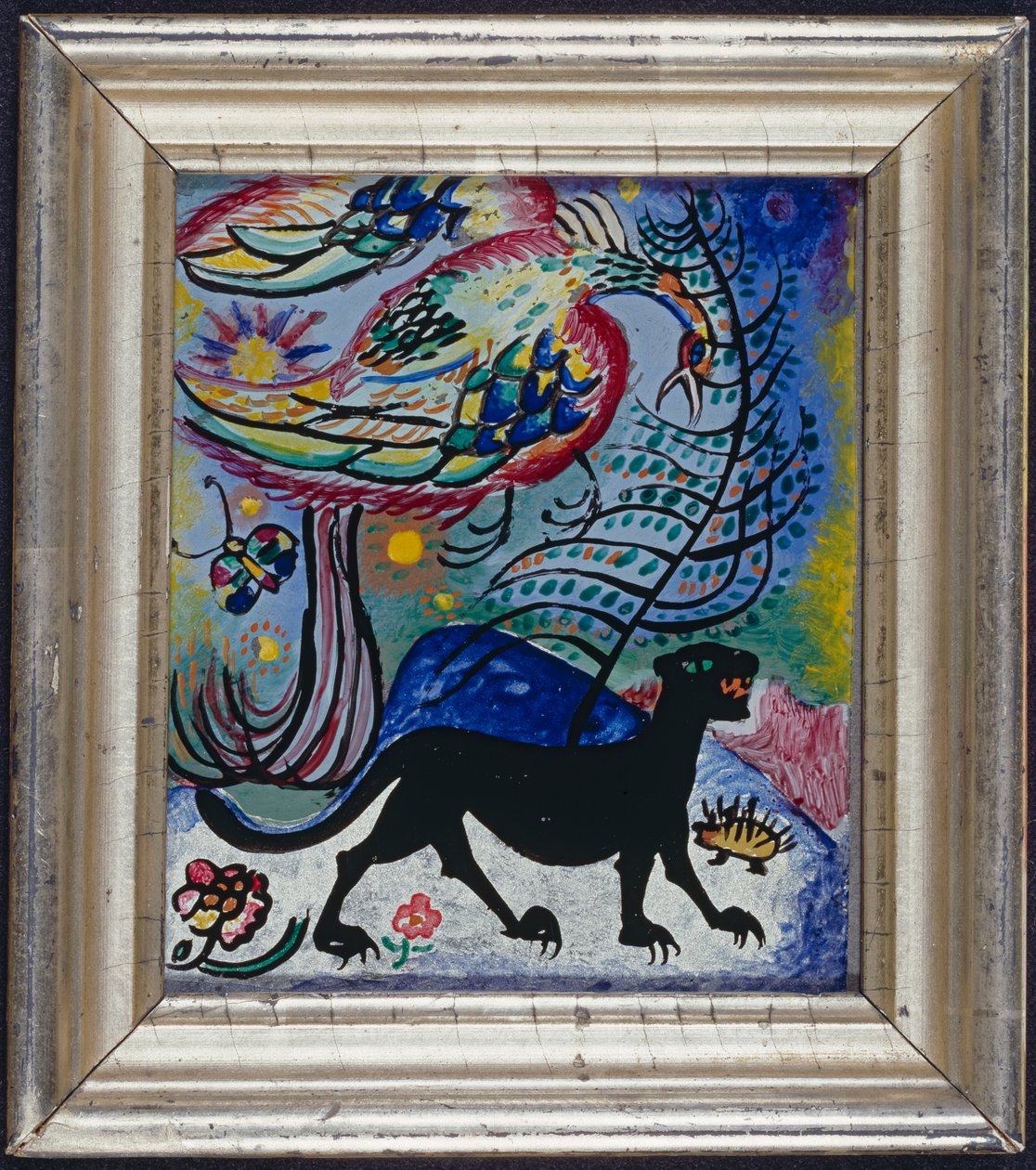 Fantasi-fugl og sort panter af Wassily Kandinsky