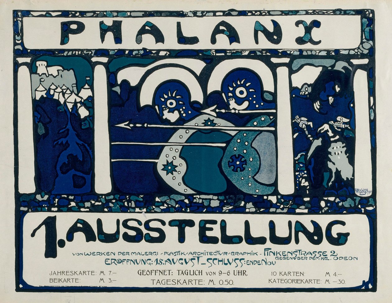 Plakat for den 1. udstilling af Phalanx, 1901. af Wassily Kandinsky
