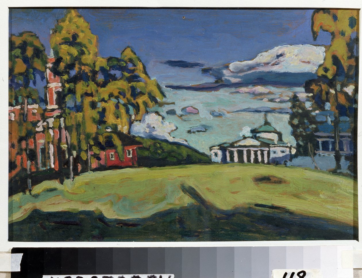 Landejendom ved Akhtyrka. Maleri af Vassily Kandinsky (eller Wassily Kandinsky eller Kandinskyj af Wassily Kandinsky