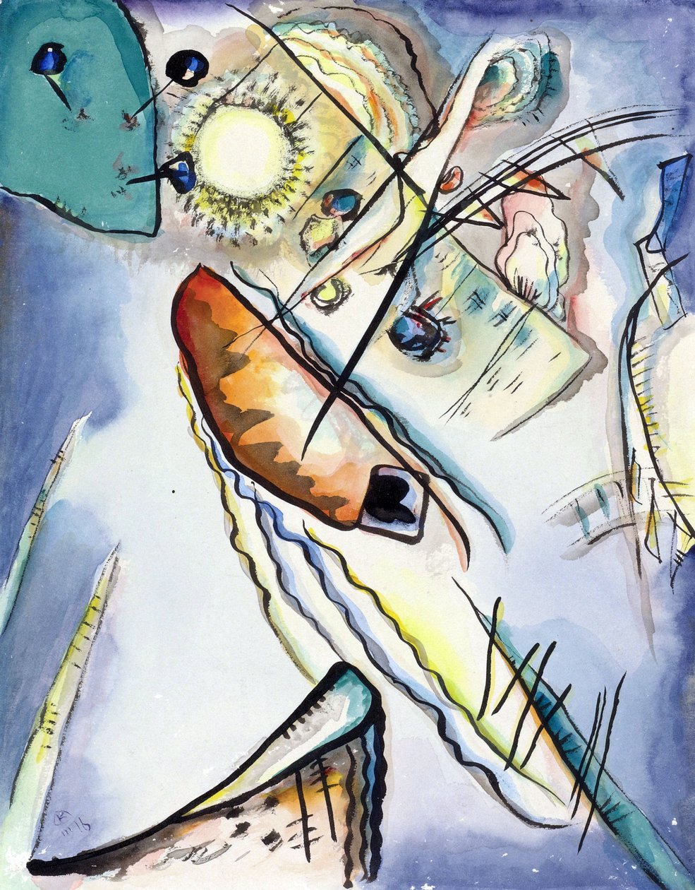 ""Uden titel"" Akvarel af Vassily Kandinsky (eller Wassily Kandinsky eller Kandinskyj af Wassily Kandinsky