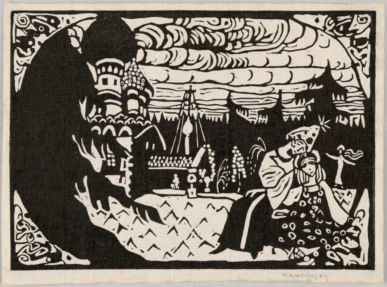 Siddende piger, også kaldet «To piger» af Wassily Kandinsky