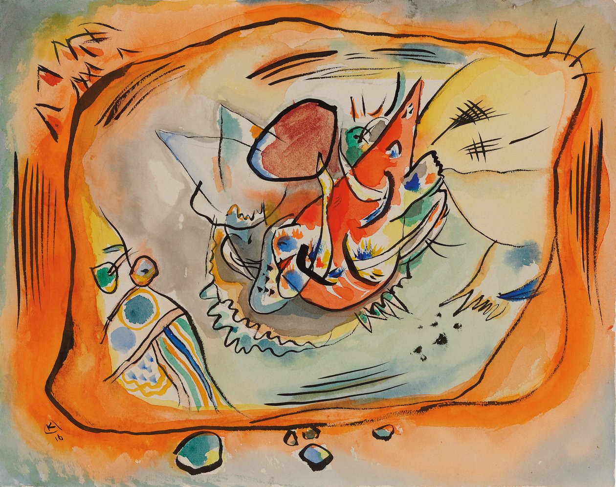 Skitse til at male med orange kant af Wassily Kandinsky