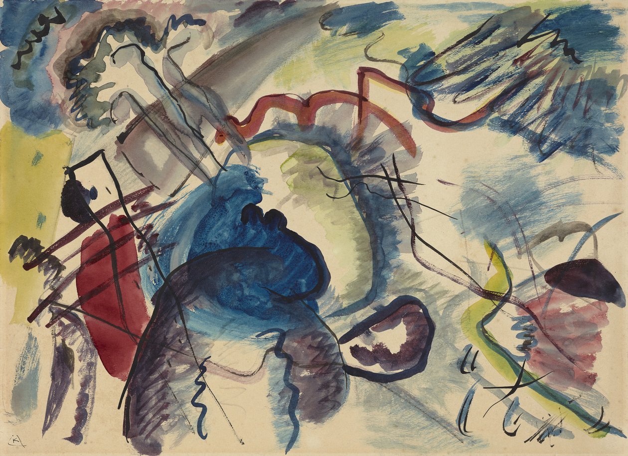 Skitse til maling med hvid kant Udkast til maling med hvid kant, 1913 af Wassily Kandinsky