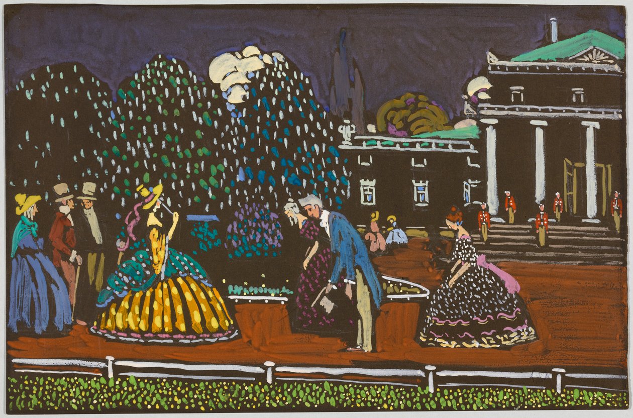 Studie til „Fint besøg“; „Hilsen på promenaden“ af Wassily Kandinsky