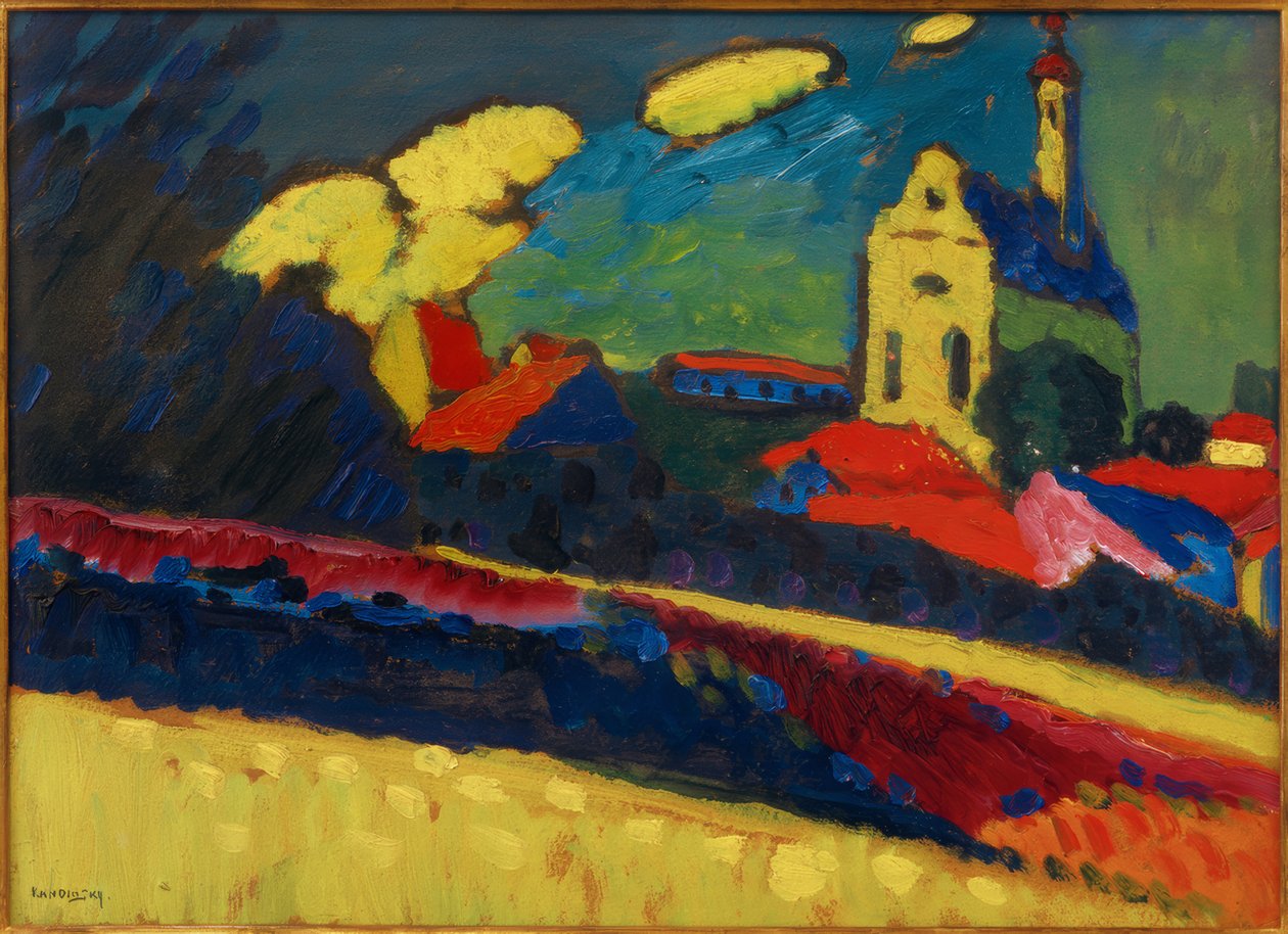 Studie af Murnau - Landskab med Kirke I af Wassily Kandinsky