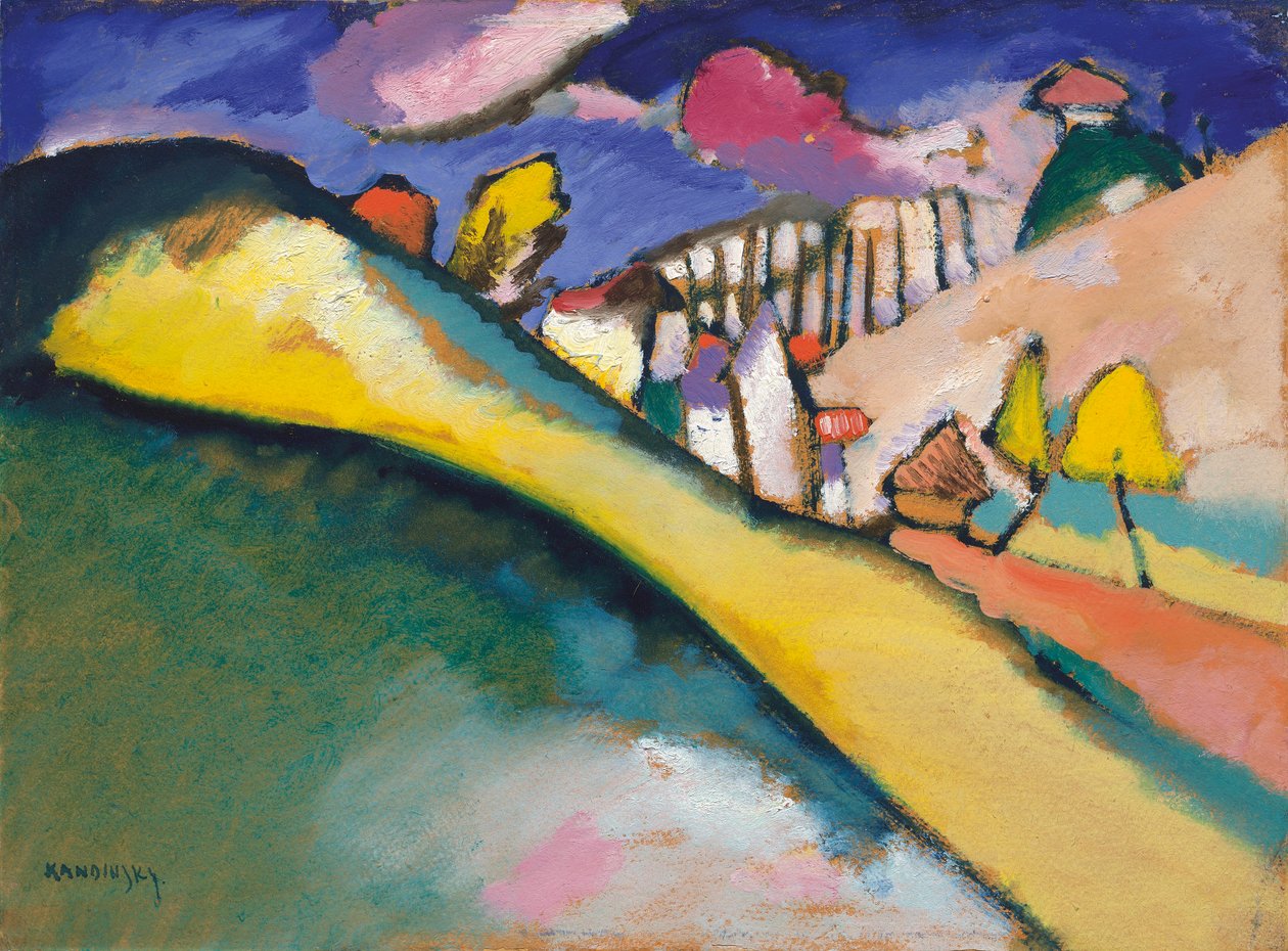 Studie for landskab (Dünaberg) af Wassily Kandinsky