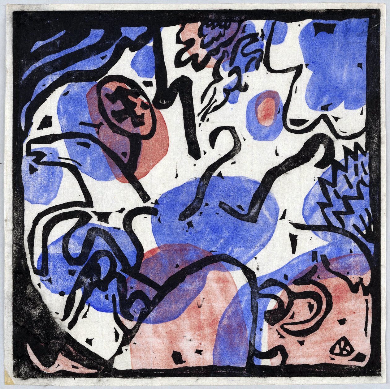 ""Tre ryttere i rødt, blåt og sort"" Maleri af Wassily Kandinsky (eller Wassily Kandinski eller Kandinskij af Wassily Kandinsky
