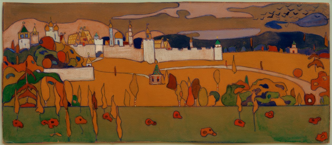 Muret by i efterårslandskab af Wassily Kandinsky