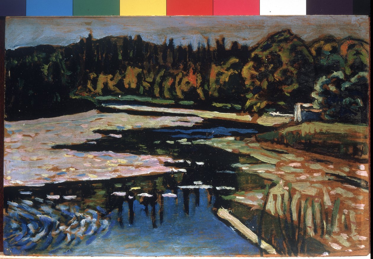 ""A River in Autumn"" (A River in Autumn) Maleri af Vassily Kandinsky (eller Wassily Kandinski eller Kandinskij). af Wassily Kandinsky