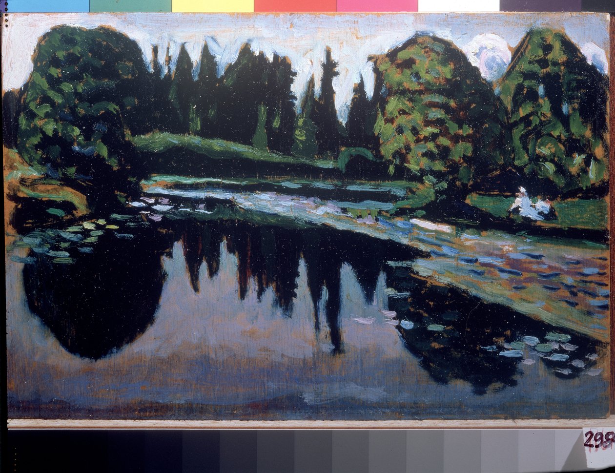 ""Un fleuve en ete"" (En flod om sommeren) Maleri af Vassily Kandinsky (eller Wassily Kandinski eller Kandinskij af Wassily Kandinsky
