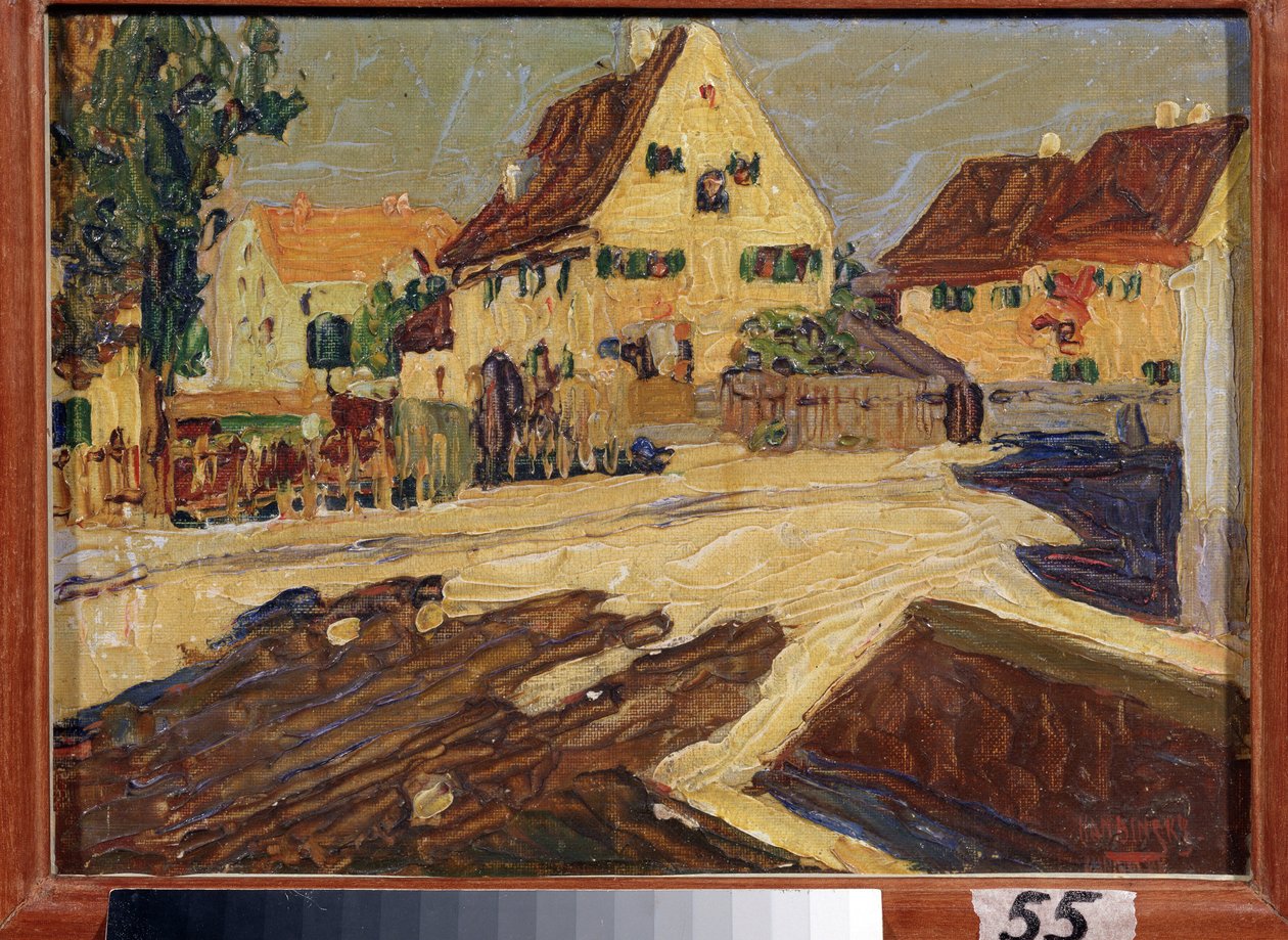 En gade i sollys. Maleri af Wassily Kandinsky (eller Wassily Kandinski eller Kandinskij af Wassily Kandinsky