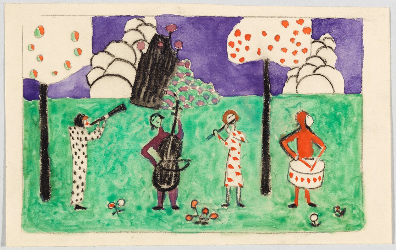 Fire musikere i et landskab af Wassily Kandinsky