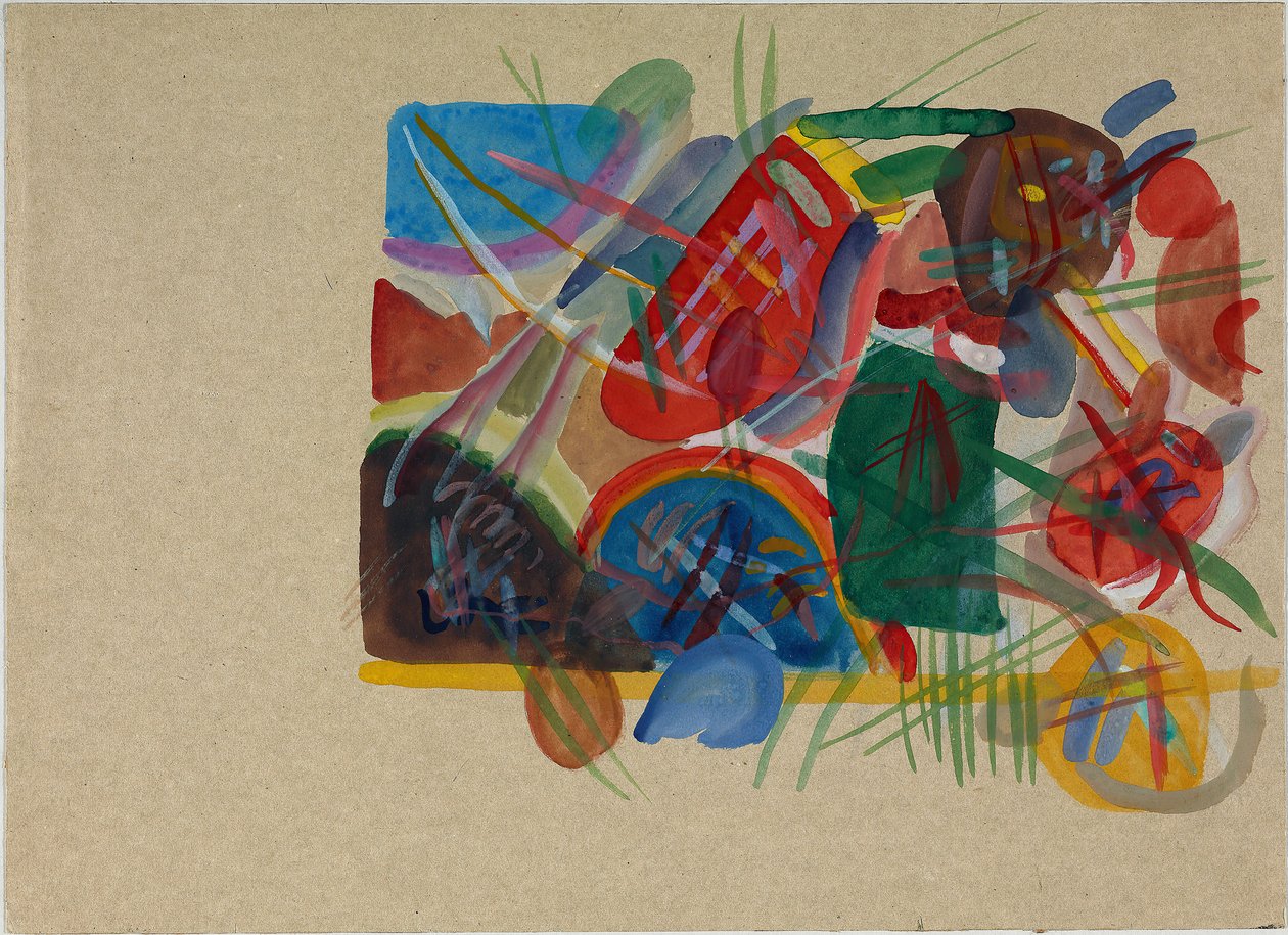 Akvarel med skov og regnbue, 1913. af Wassily Kandinsky