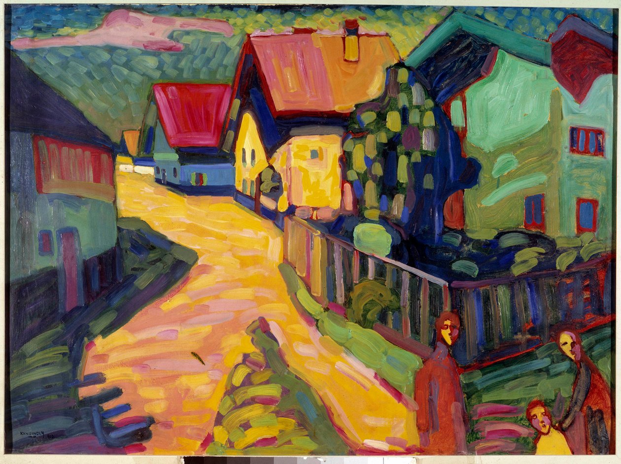 Kvinde i en gade i Murnau, 20. århundrede (maleri) af Wassily Kandinsky
