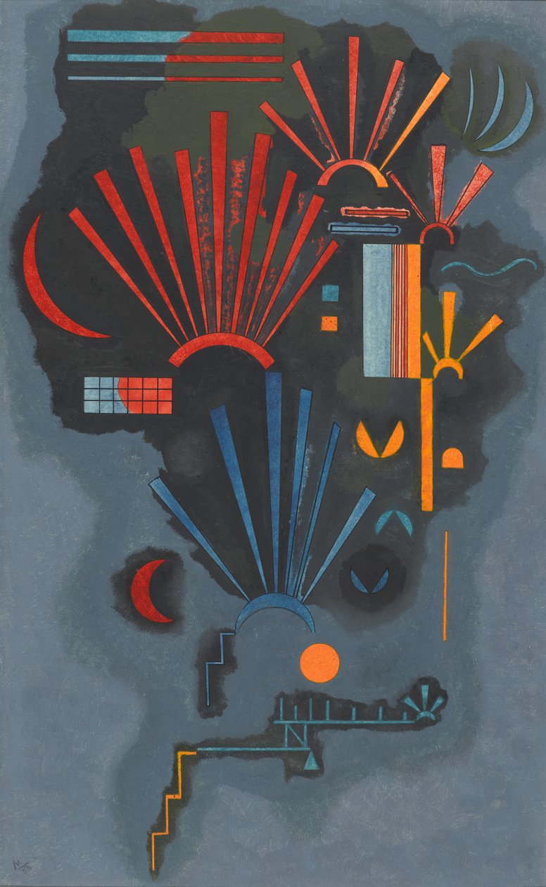 Zunehmen, 1933 (Olie, ægtempera og blæk på papir) af Wassily Kandinsky