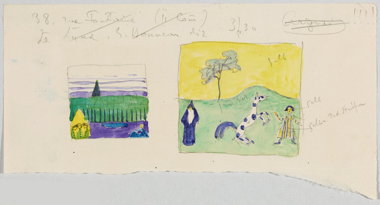 Zwei Landschaften mit Staffage af Wassily Kandinsky