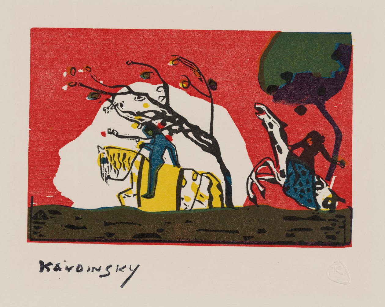 To ryttere før det røde flag af Wassily Kandinsky