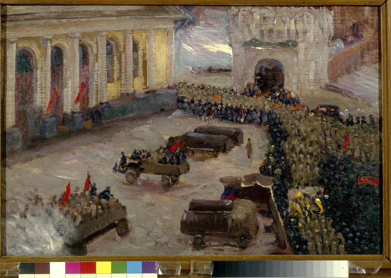 Den russiske revolution i februar 1917 til Moskva. (Februarrevolutionen i Moskva). Maleri af Vasily Nikitich Meshkov (1868-1946) af Wassily Meshkov