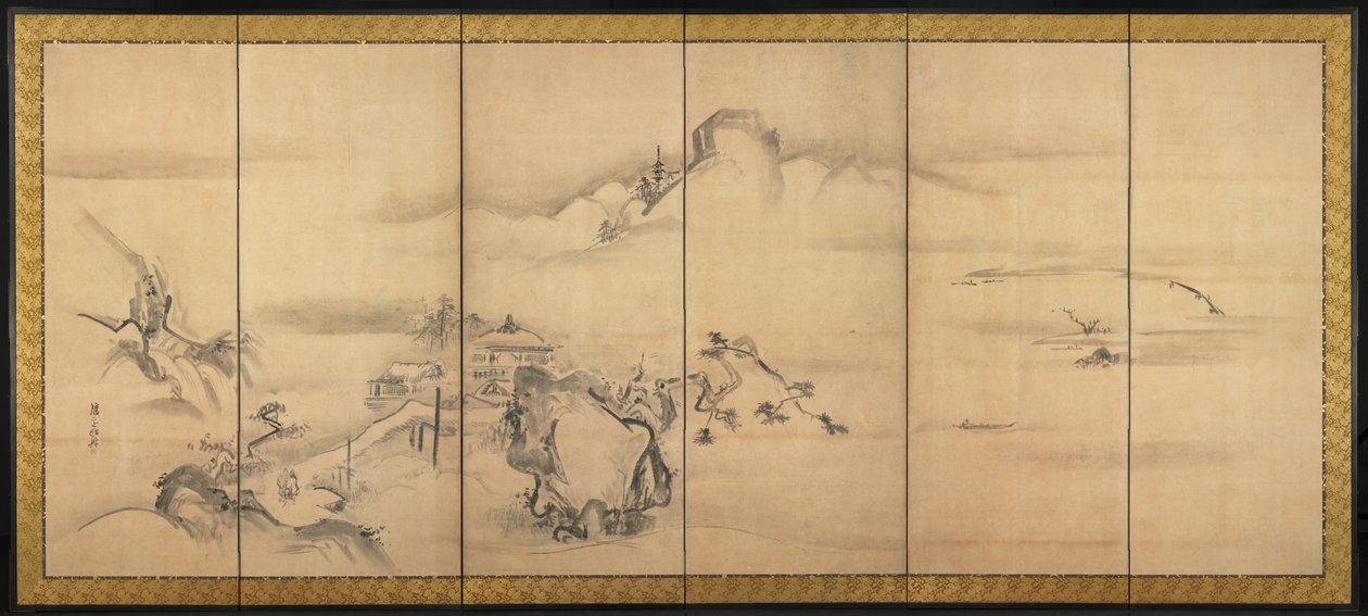 Otte udsigter over floderne Xiao og Xiang, 1700-tallet. af Watanabe Shiko