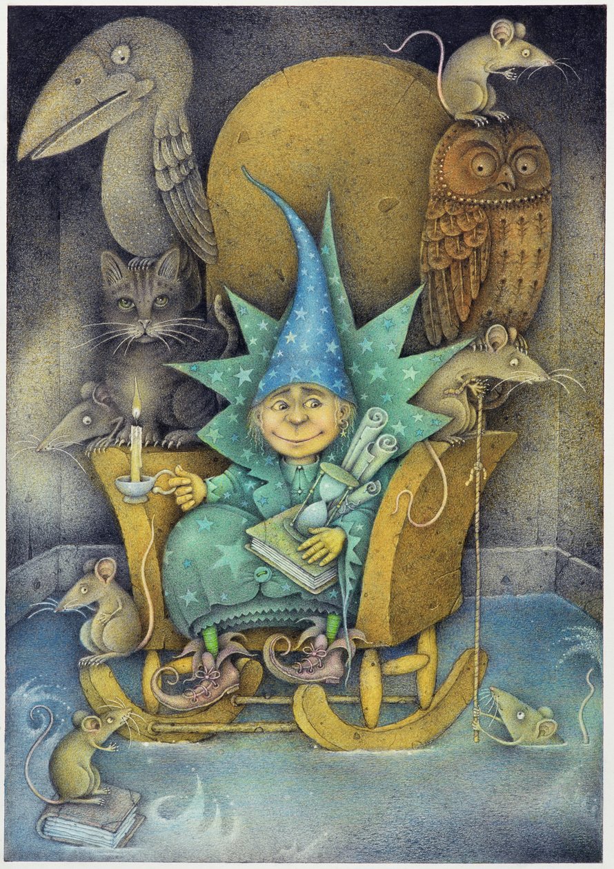 Troldmandens lærling, 2000 (blandede medier) af Wayne Anderson